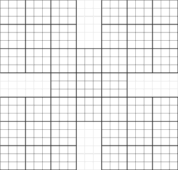Printable Samurai Sudoku on Blank 4x4 Grid Printable Blank Grid 4x4 Sudoku Blank 4x4 Grid Paper