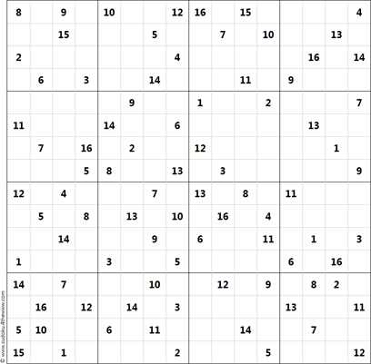 16x16 Sudoku Tricky