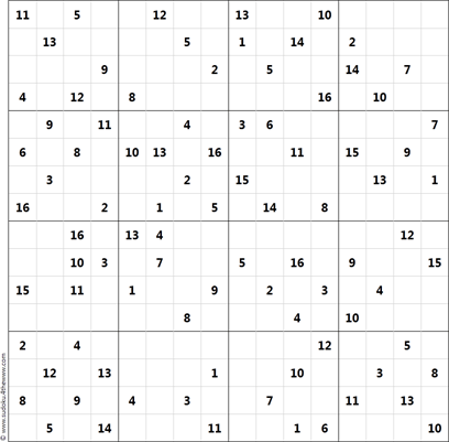 Sudoku 16x16 - Fácil 