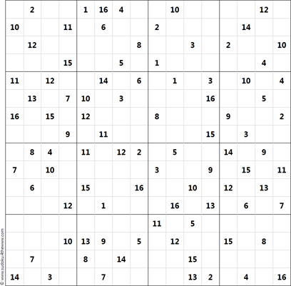 Printable 16x16 sudoku  Sudoku printable, Sudoku, Sudoku puzzles