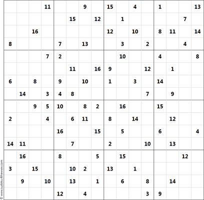 Printable 16x16 sudoku  Sudoku printable, Sudoku, Sudoku puzzles