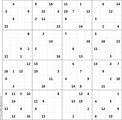 16x16 Sudoku Medium