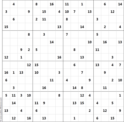 Sudoku 16x16 - Easy 