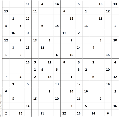 Sudoku 16x16 - Easy 