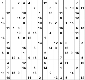 Sudoku 16x16 Puzzles